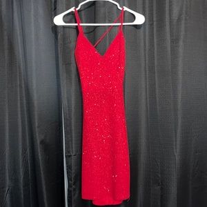 Small Sparkly mini red dress super stretchy
